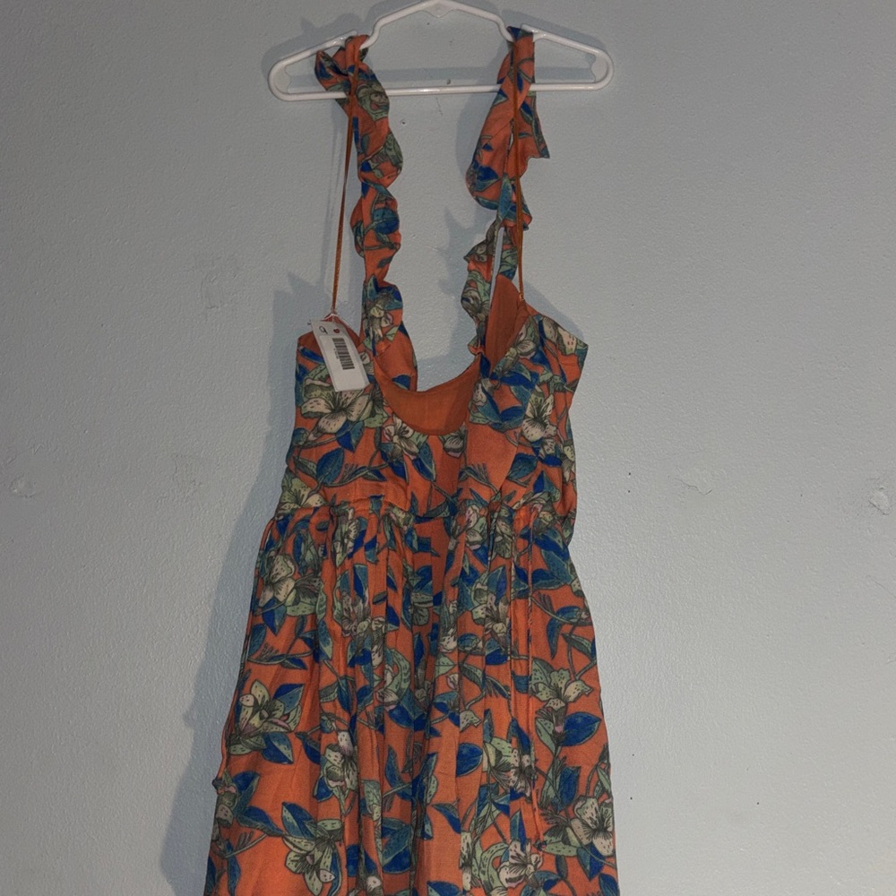 Floral Orange and Blue Dress - Picture 6 of 12